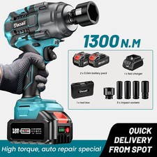 960ft-lbs/1300Nm 1/2" Electric Impact Wrench Gun Heavy Duty for Car Tire/Truck