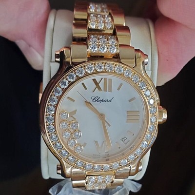 New Chopard Happy Sport 18k Rose Gold and Diamond Ladies 277481-5003 Watch!!!