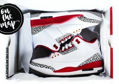 Nike Air Jordan 3 Retro Cardinal Red White 2022 UK 3 4 5 6 7 8 9