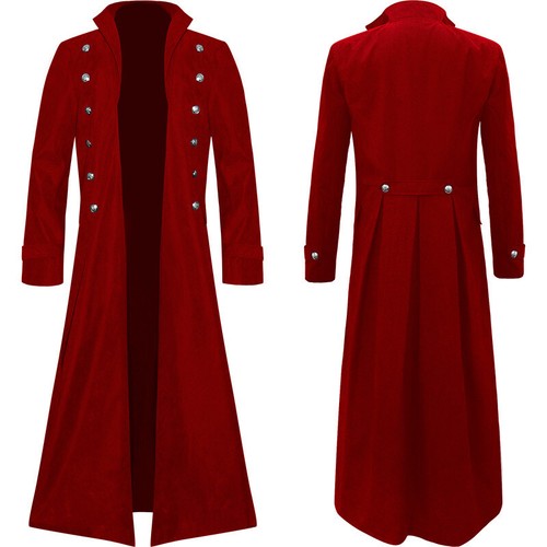 Mens Steampunk Gothic Medieval Cosplay Halloween Costume Gown Coat Long Jacket - Picture 10 of 14