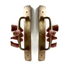 2 Narrow 1.1/2 wide 12" inch long barn  door grab Solid Brass Large plain Handle