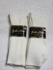 2 PAIR MEN'S VINTAGE GOLD MEDAL WHITE SOCKS SIZE 10-13 ACRYLIC NYLON USA MADE