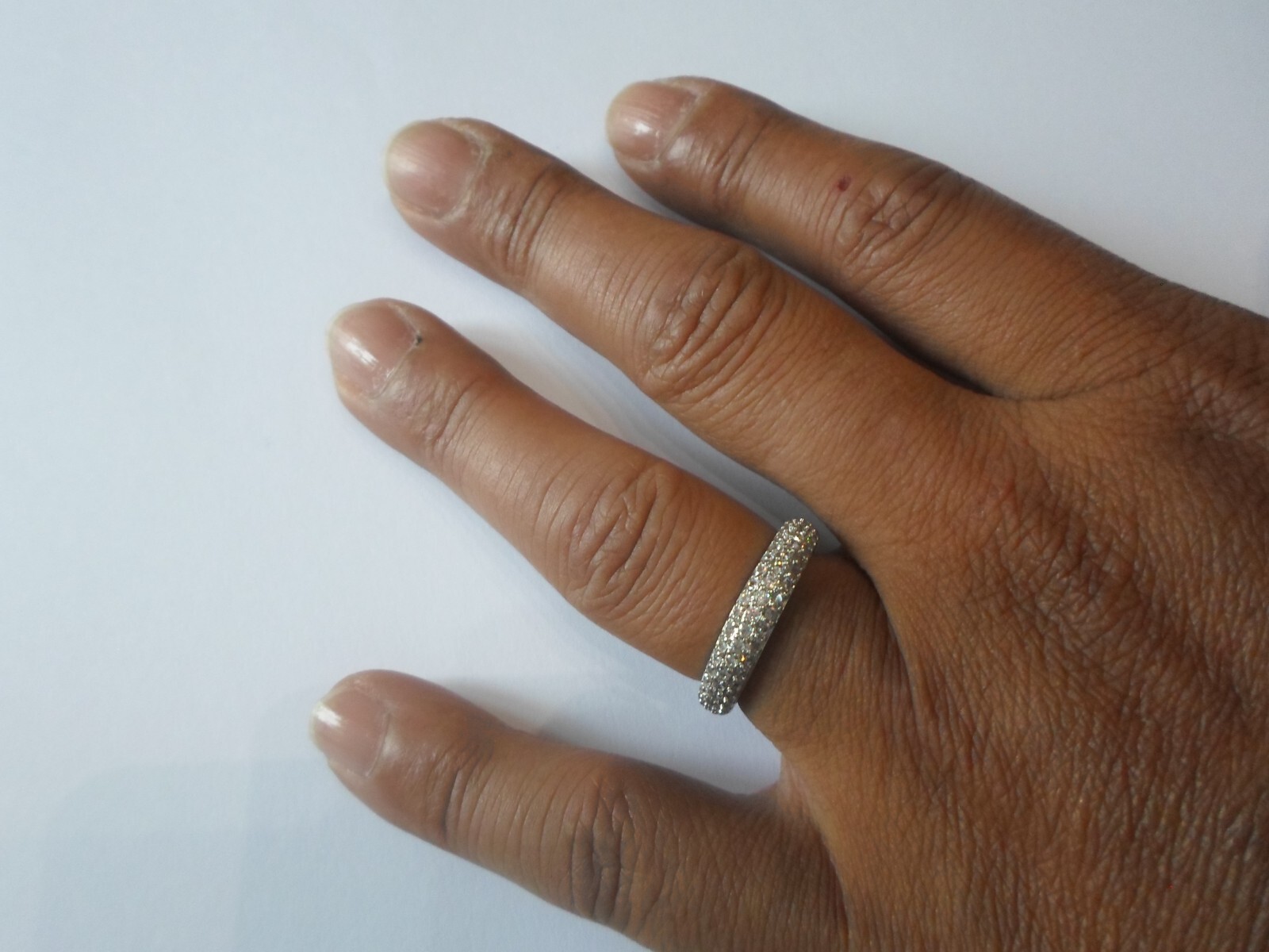 solid silver ring, half round zirconiums, size 55 - image 2