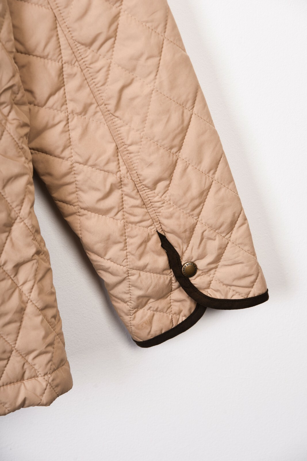 LANDS' END Women's Harrington Beige Quilted Jacket Coat XL Bomber