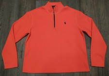 Polo Ralph Lauren Neon Orange Performance Half Zip Fleece Pullover Men's Size XL