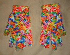 Printed 3D Candy Print Juniors Kids Full Fingers Gloves 8" long