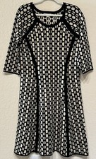 CB Established 1962 Fit & Flare 3/4 Sleeves Black & Cream Sweater Dress Size 1X