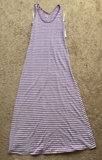 Calvin Klein Purple and Gray Striped Womens Sleeveless Maxi Dress Size Small