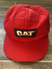CAT Caterpillar Tonkin Snapback Hat Foam Red Black Patch Made in USA VTG