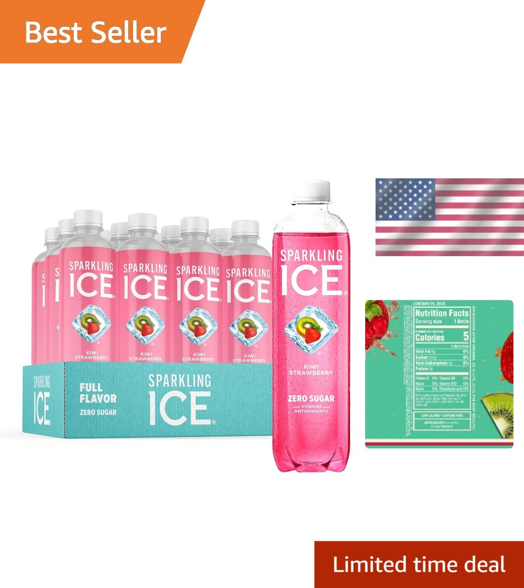 Sparkling Ice Kiwi Strawberry Sparkling Water with Antioxida