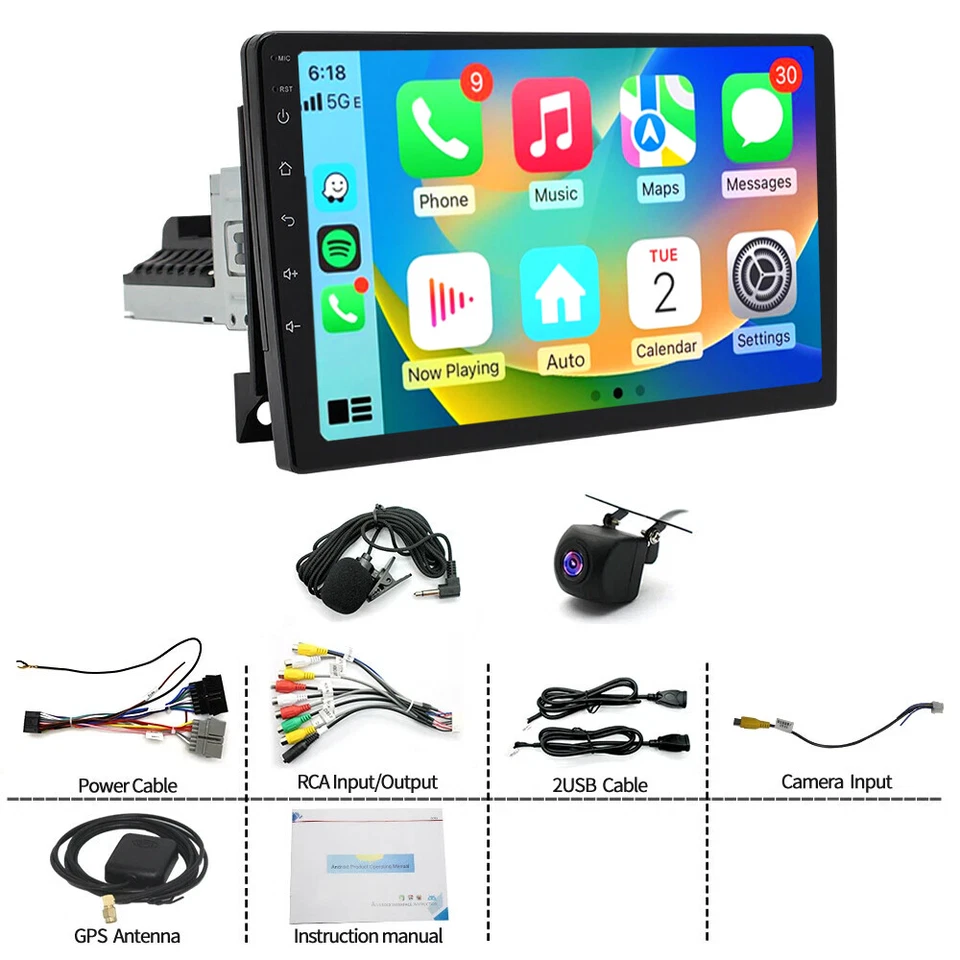 For 1990-2000 Chrysler Town & Country 9'' Carplay Car Radio Stereo GPS NAV FM - Image 4 of 4