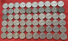 Lot of 60 Jefferson Nickels -Includes 10 silver war nickels!  No 1943-D.