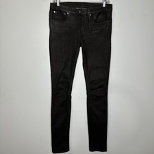 Helmut Lang Women s Black Coated Curved Knee Seams Stretch Jeans Size 27