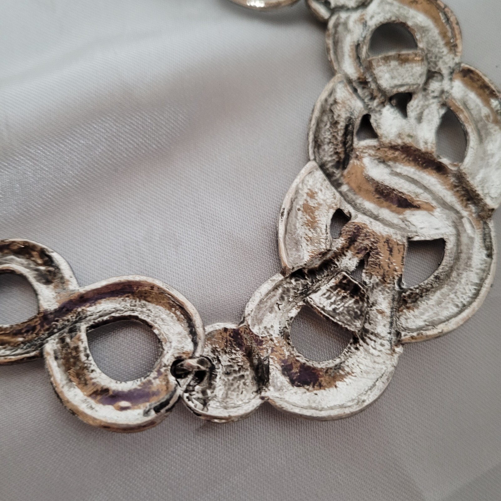 Silvertone Infinity, Knot, Loop Necklace Statemen… - image 6