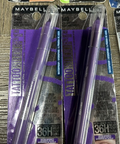 10 Maybelline tattoo studio Eye Liner Lot Lime Teal Amethyst Bronze Silver Blond - Picture 6 of 11