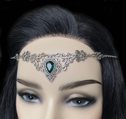 Gothic Victorian Medieval Bridal Wedding Silver Headpiece Circlet Crown Jewelry - Picture 13 of 34