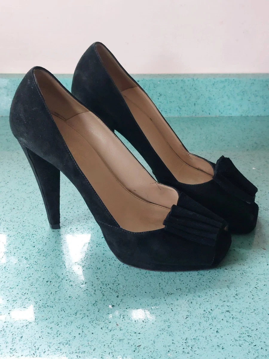 Prada black suede store pumps