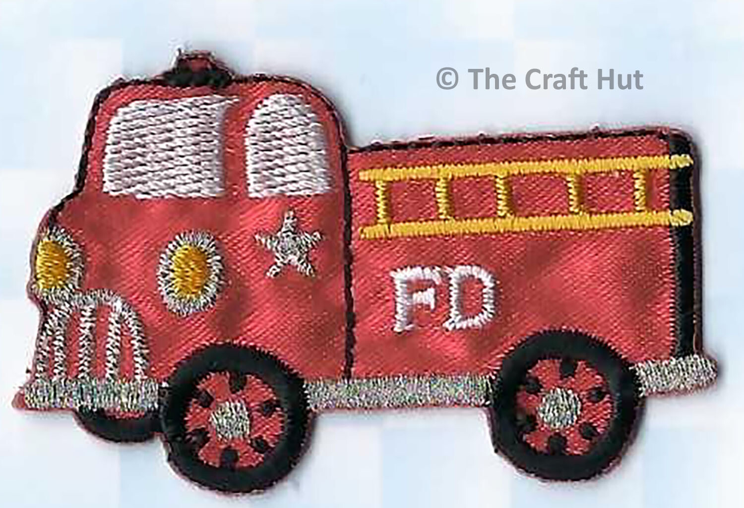 Sewing Iron or Sew On Motif Craft Factory Patch Fire Truck 6cm x 3.5cm New