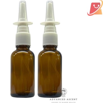 Compact 1oz Amber Glass Nasal Sprayer Bottles - Perfect for Essential Oils