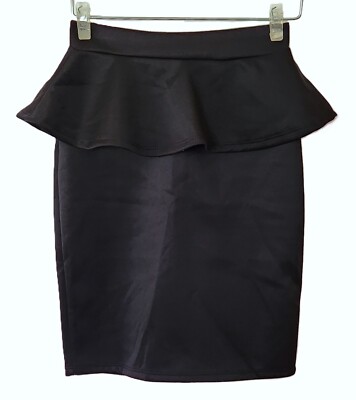 Charlotte Russe Juniors PEPLUM PENCIL SKIRT Black S NWT