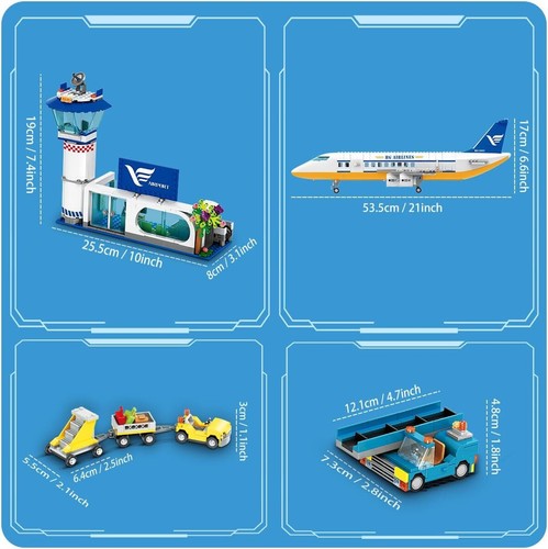 City Passenger Airplane Building Set w- LED Light, 901 PCS Plane Building Blocks - Picture 8 of 9