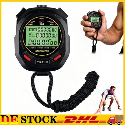 Digitale Sport Stoppuhr Timer mit Großdisplay für Training & Wettkampf Schwarz