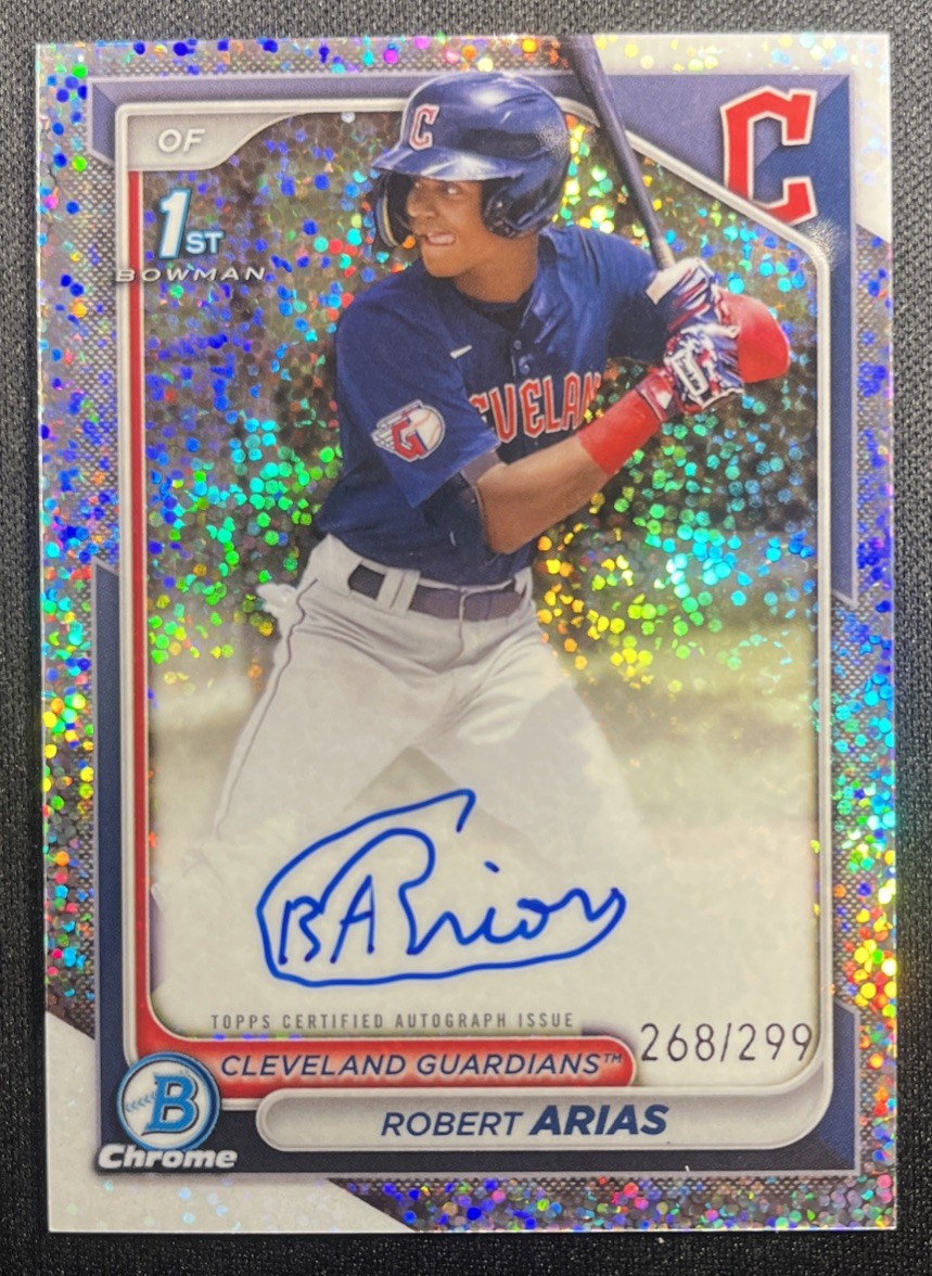 Robert Arias 2024 1st Bowman Chrome Speckle Refractor Auto /299 Guardians