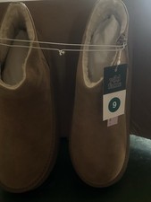 Wild Fable Women's Brown Faux Suede Moccasin Slippers Faux Fur Lined 9