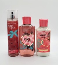 BATH  BODY WORKS VELVET SUGAR FINE FRAGRANCE MIST SPRAY LOTION  WASH 3 PC SET