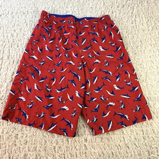 OP Ocean Pacific Swim Trunks Boys XXL 18 Shark Pattern Mesh lined Brilliant Red