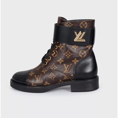 Louis Vuitton Wonderland Leather & Canvas Ankle Boots Sz 38