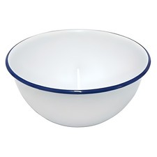 Falcon Enamel Pudding Basin 16cm White Blue Rim Oven Safe Baking Mixing Bowl UK