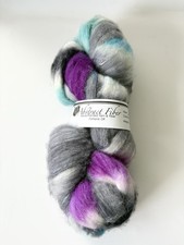 Merino Wool Silk ‘Aviation’ Blue Purple Fiber Braid Roving Spinning Felting 4oz
