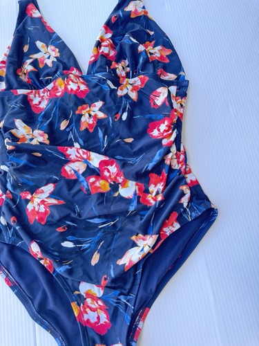 Tommy Hilfiger Badeanzug geblümt Einteiler Größe 8 marine V-Ausschnitt - Bild 5 von 11
