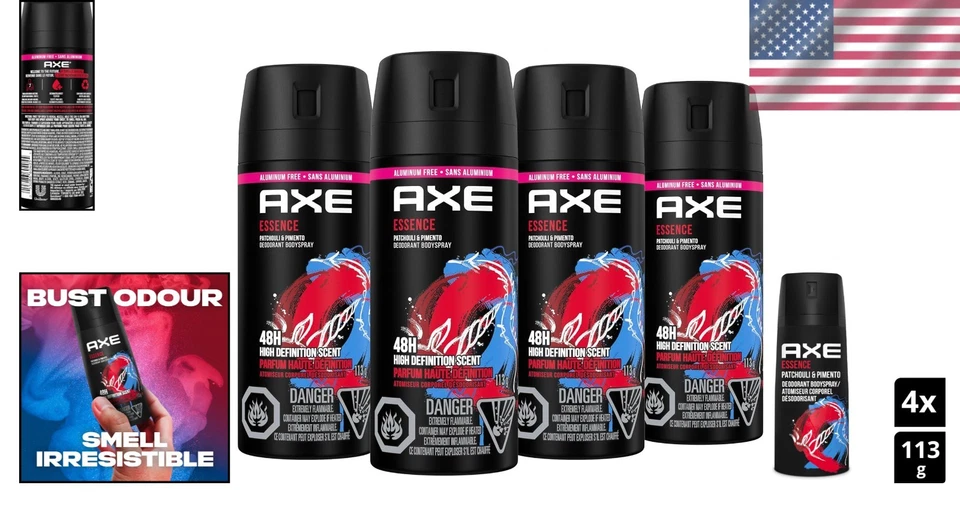 Essence Body Spray for Men - 48H Aluminum-Free Deodorant, Pack of 4 (113g) - Image 2 of 4