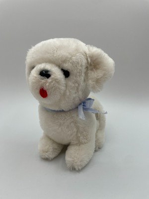 Dakin Musical Wind Up Puppy Dog Plush 8'' 1981 How Much Doggy Window Blue Bow