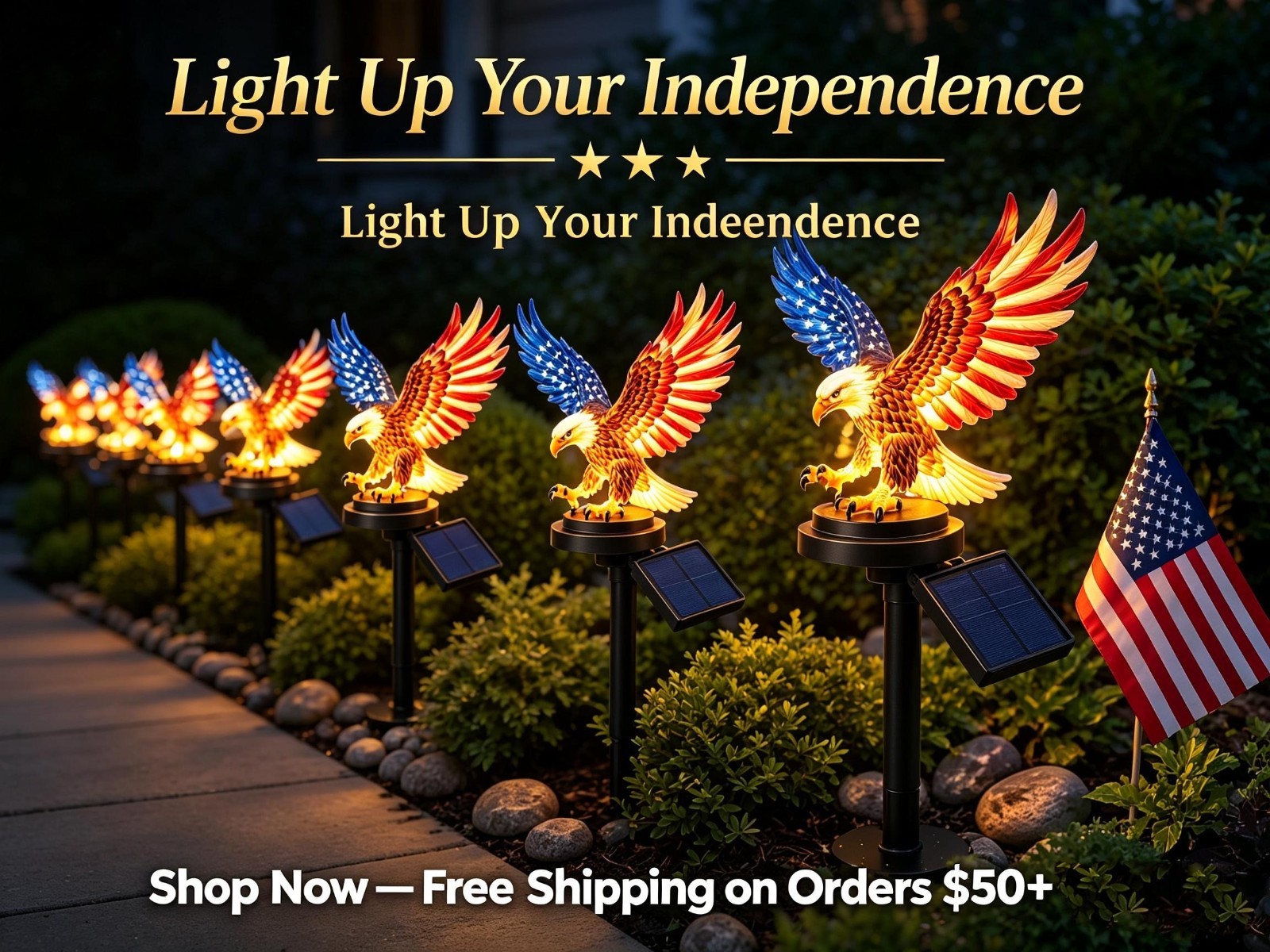 Eagle Figurine Garden Solar Stake Light Solar Eagle Lights Outdoor Decorative...