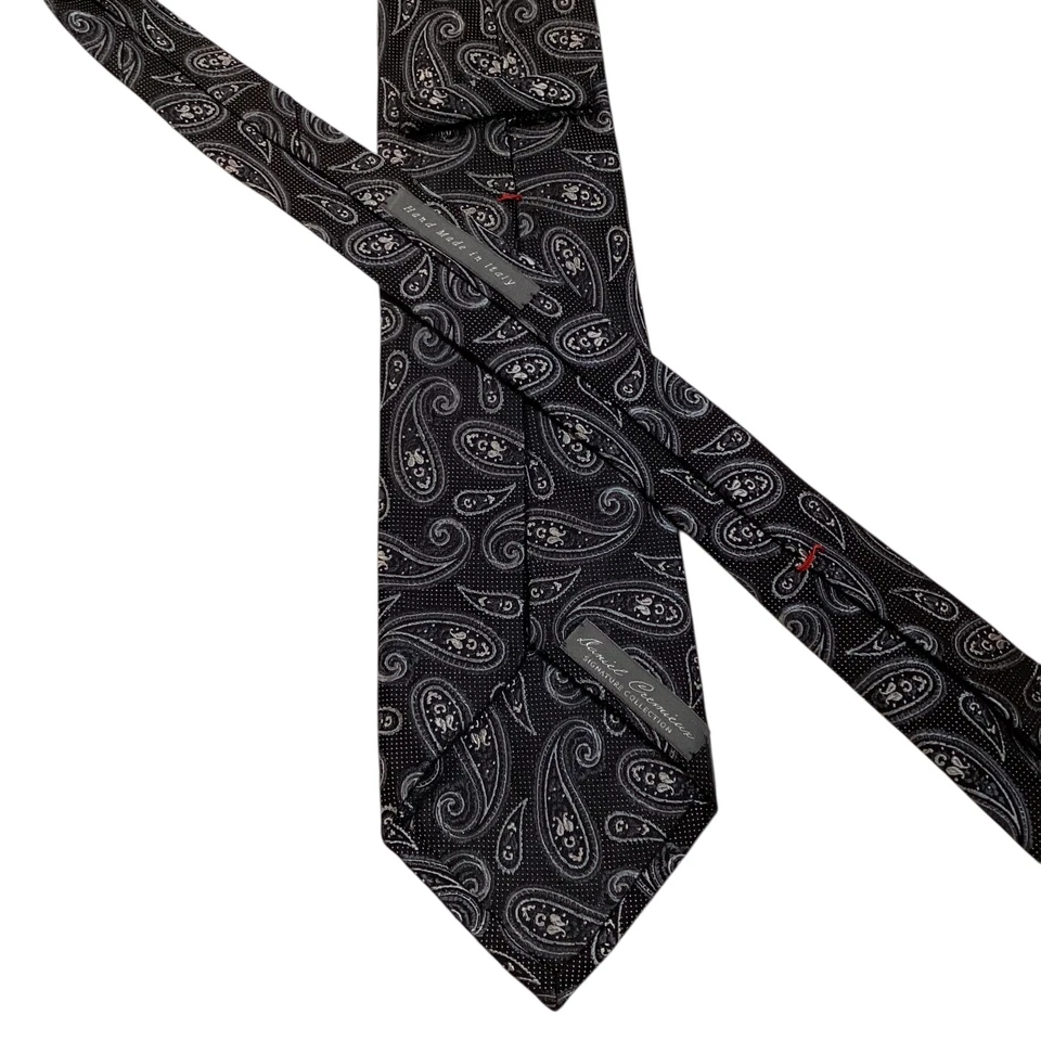 DANIEL CREMIEUX Sevenfold Mens Silk Necktie LIMITED Luxury PAISLEY Black PERFECT - Image 4 of 4