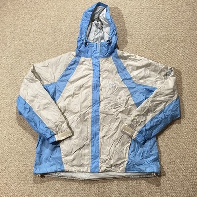 Helly Hansen Rain Jacket Womens Large Cream Blue Shell Waterproof Coat