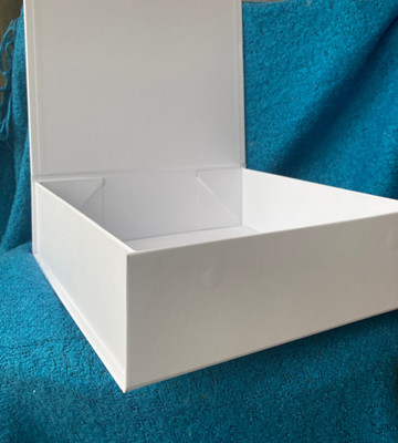 3 x magnetische Geschenkboxen 300 mm groß weiß quadratisch flach verpackt Etui