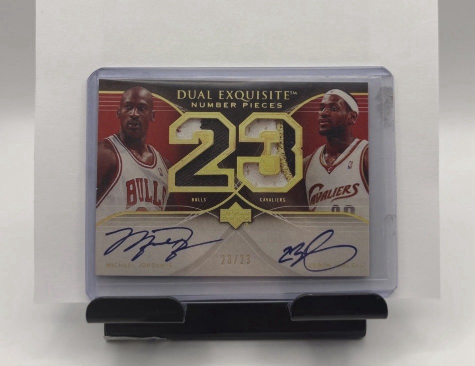 Upper Deck Dual Exquisite Number Pieces Jordan LeBron 23/23 Dual Auto Memo