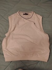 Vtg Polo Golf Ralph Lauren White V-Neck Sweater Vest Windbreaker XL