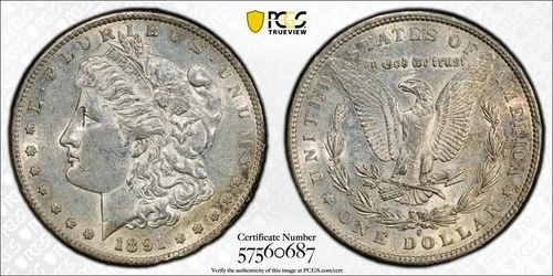 1891-S Morgan Silver Dollar PCGS AU53 #0687
