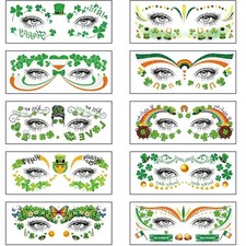 10PCS Saint Patrick's Day Temporary Face Tattoos Sticker St Patrick's Day Green