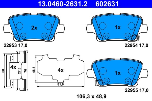ATE Bremsbelagsatz Scheibenbremse 13.0460-2631.2 FüR Opel Insignia Sport Z18 4X4-image