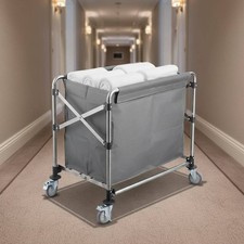 Składany wózek lniany Zdejmowana torba Wózek do czyszczenia ze stali nierdzewnej do hotelu