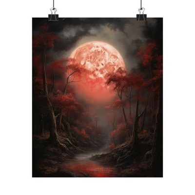 Moon Art Print, Dark Academia Art, Dark Cottagecore Art, Witch Room Décor