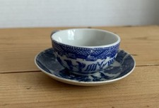 Vintage Miniature Blue Willow Childs Tea Cup Saucer Set Japan
