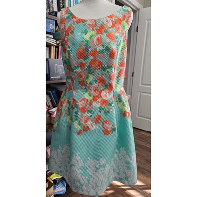 #ad #ad Donna Ricco New York Aqua Floral Fit Flare Dress Size 10 Tropical Coastal $27.99