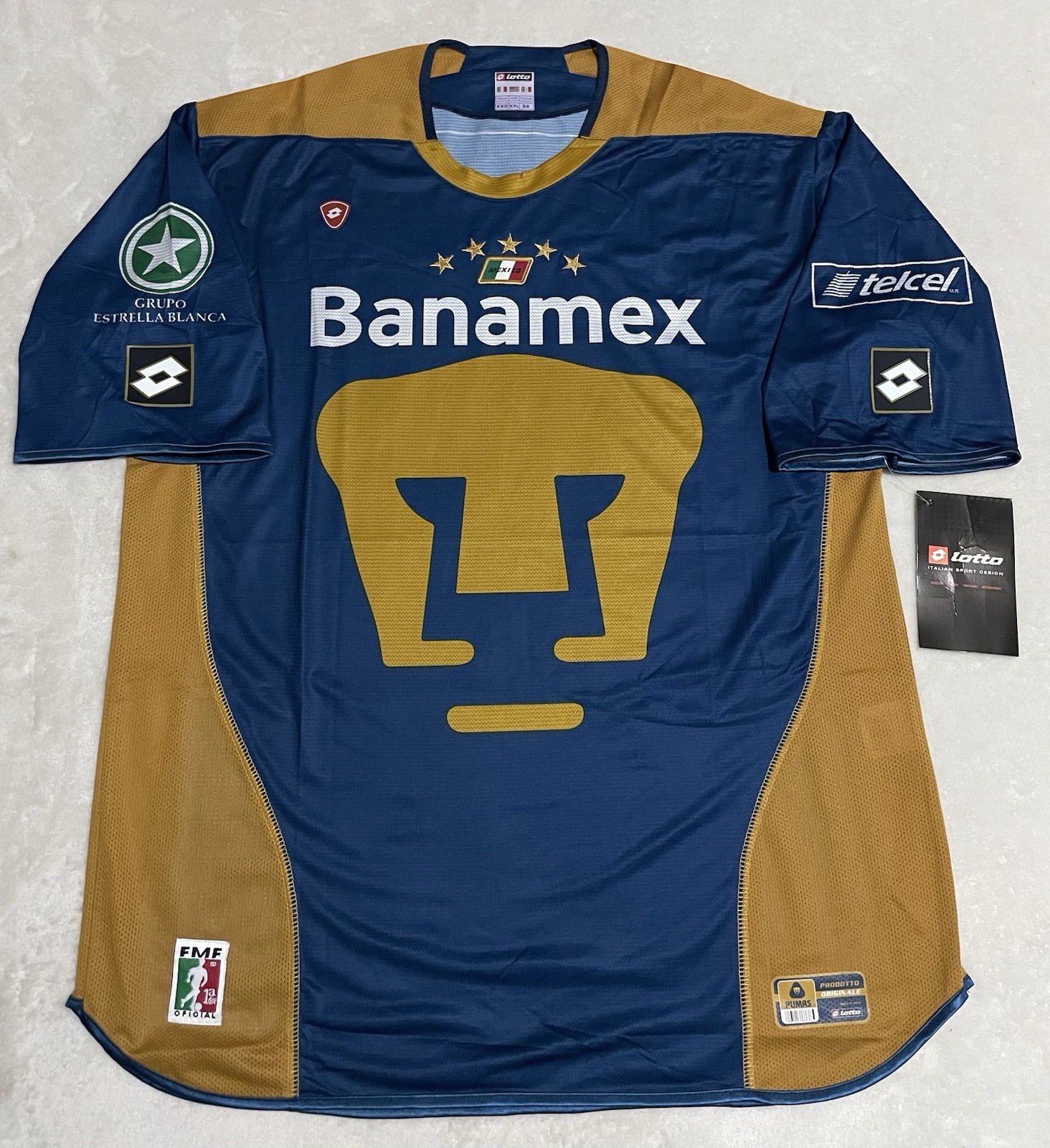 LOTTO PUMAS UNAM SOCCER JERSEY SIZE XXL SEASON 2004 MEXICO AMERICA CHIVAS